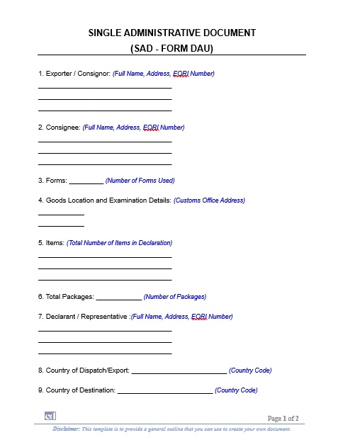 SINGLE ADMINISTRATIVE DOCUMENT