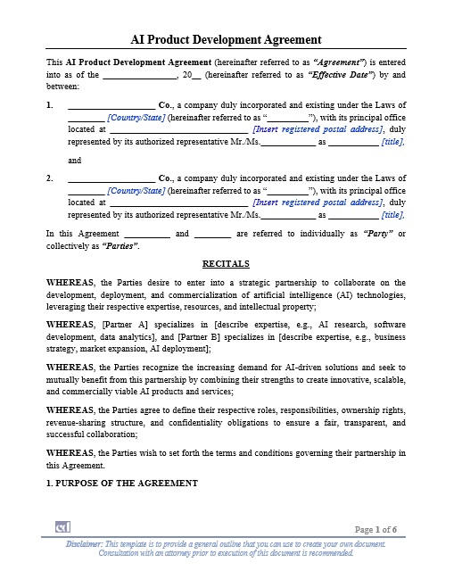 AI Product Development Agreement