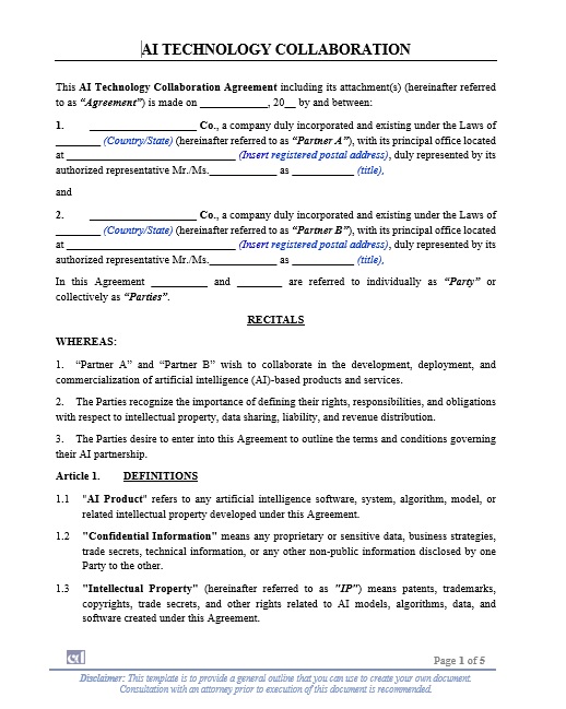 AI Technology Collaboration Agreement