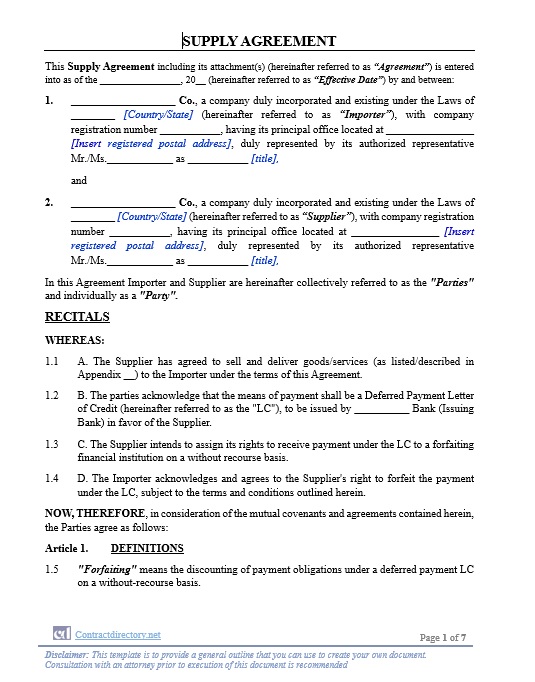 supply agreement