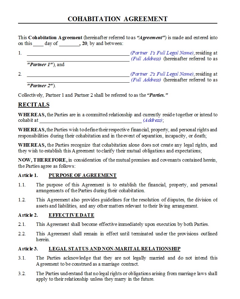 Cohabitation Agreement
