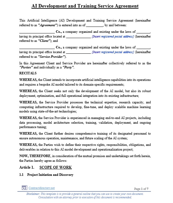 AI Development Service Agreement