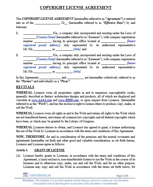 Copyright License Agreement
