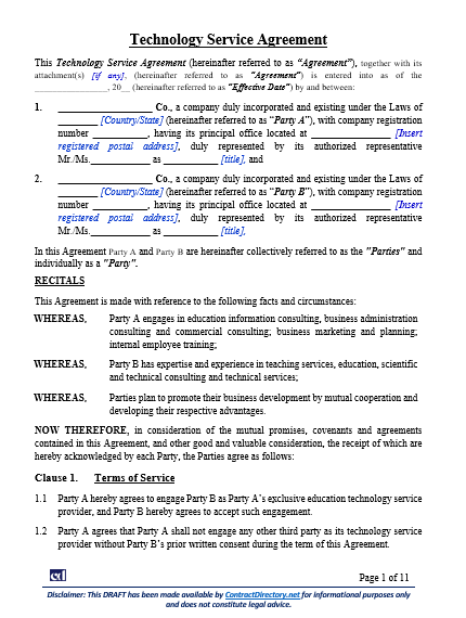 Technical Service Agreement