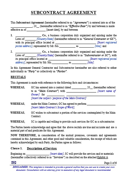 Subcontract Agreement