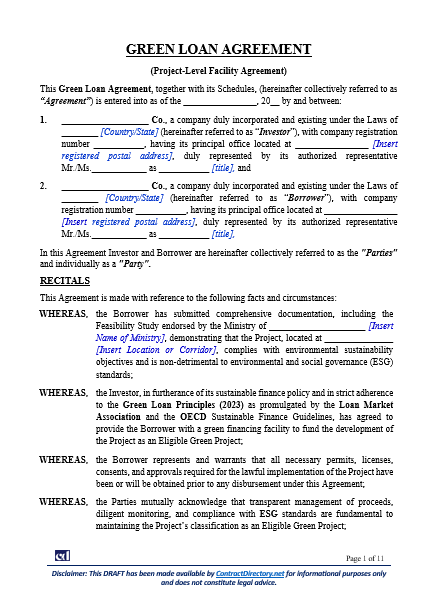 Green Loan Agreement