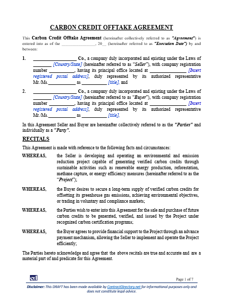Carbon Credit Offtake