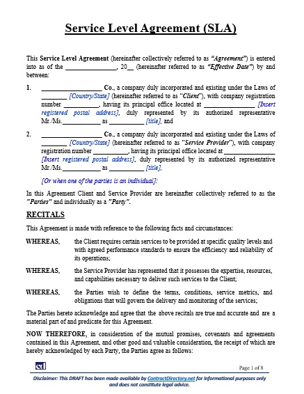 Service Level Agreement