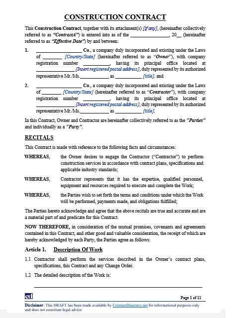 Construction Contract