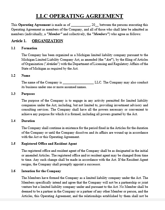 LLC Operating Aagreement