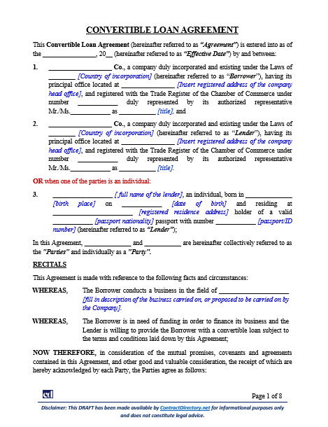 Convertible Loan Agreement
