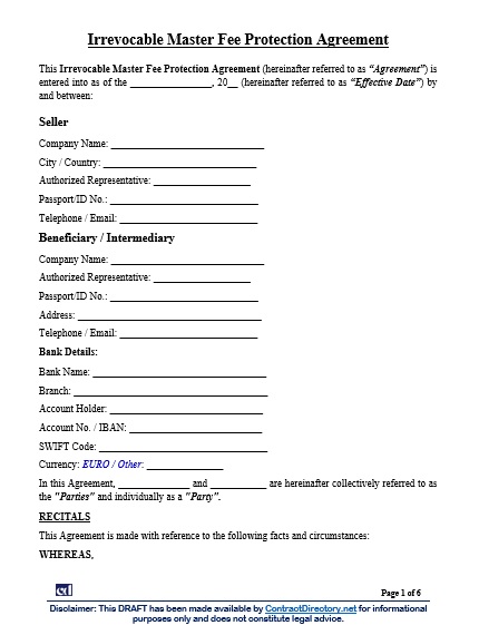 Irrevocable Master Fee Protection Agreement