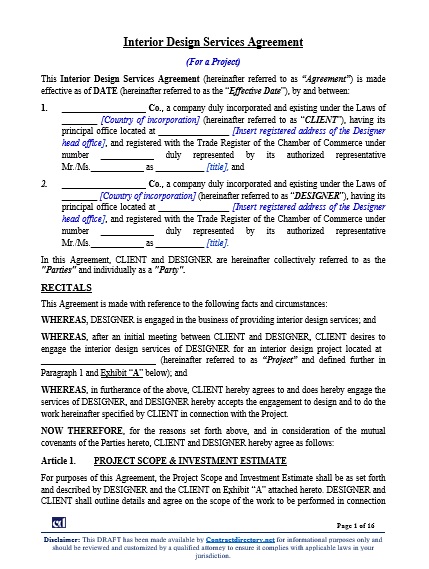 Interior Design Service Agreement